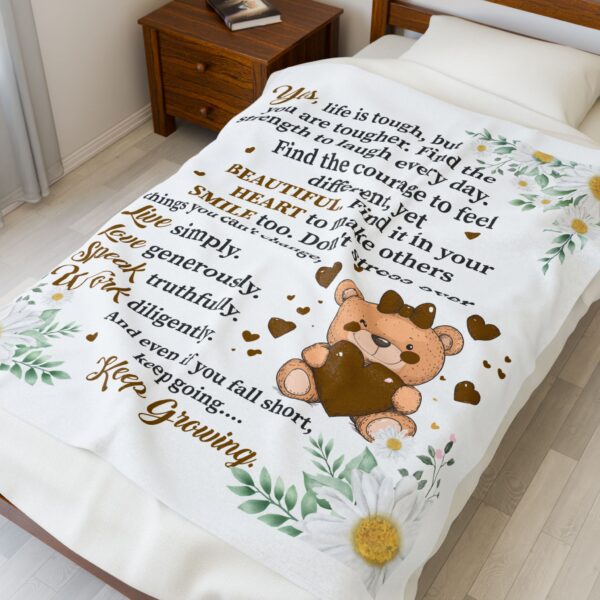 Inspirational Velveteen Plush Blanket, Cozy Throw for Comfort, Encouragement Gift for Friends, Affirmation Blanket, Home Décor for [...] - Image 3