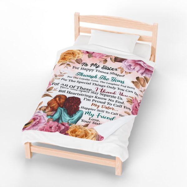 Sisterly Love Velveteen Blanket | Floral Plush Throw | Gift for Sister | Cozy Blanket for Birthdays, Holidays, or Just Because | [...] - Image 4