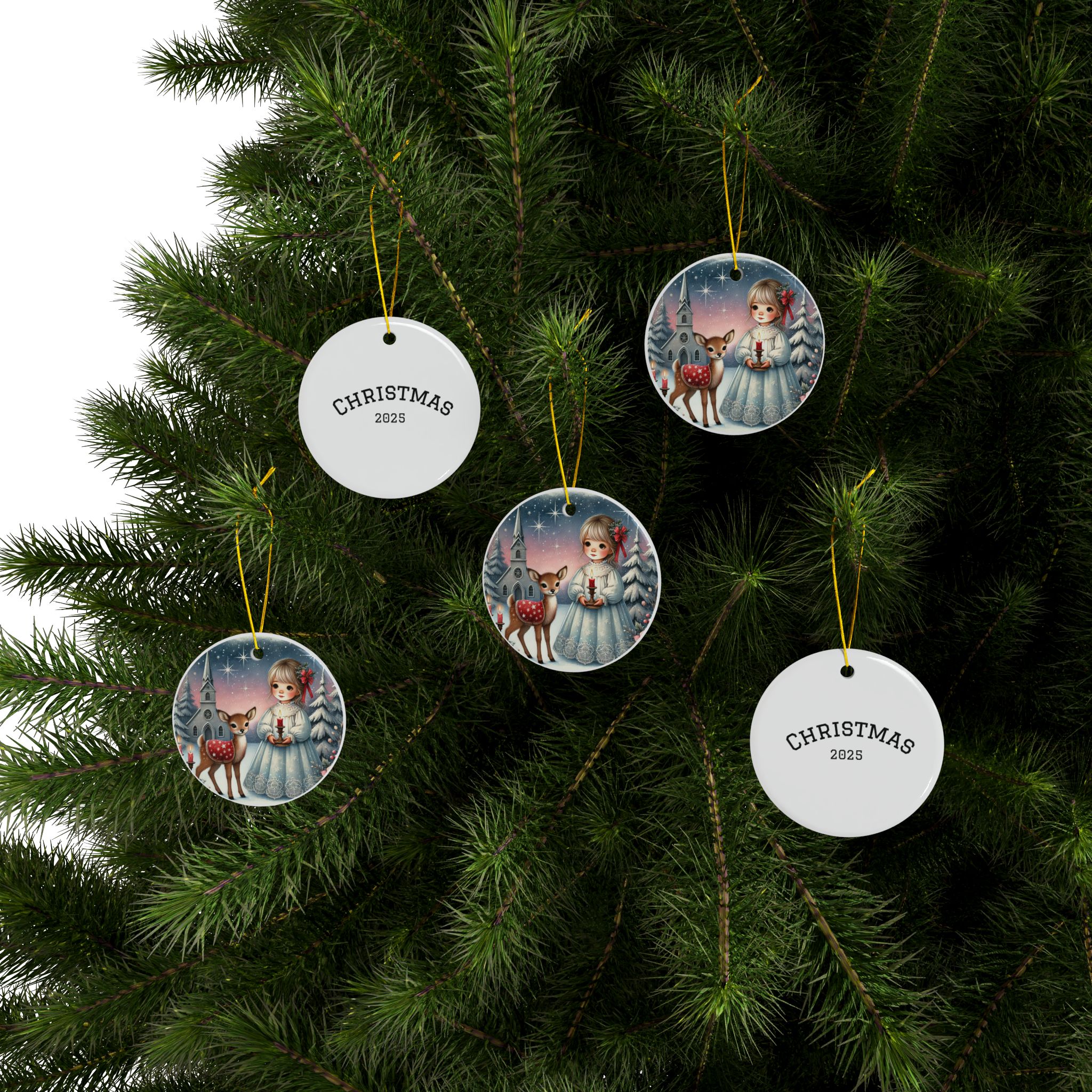 Holiday Friends Christmas Decorative Ceramic Ornaments - Double-Sided (1-10pcs) - Festive Holiday Decor - Image 7