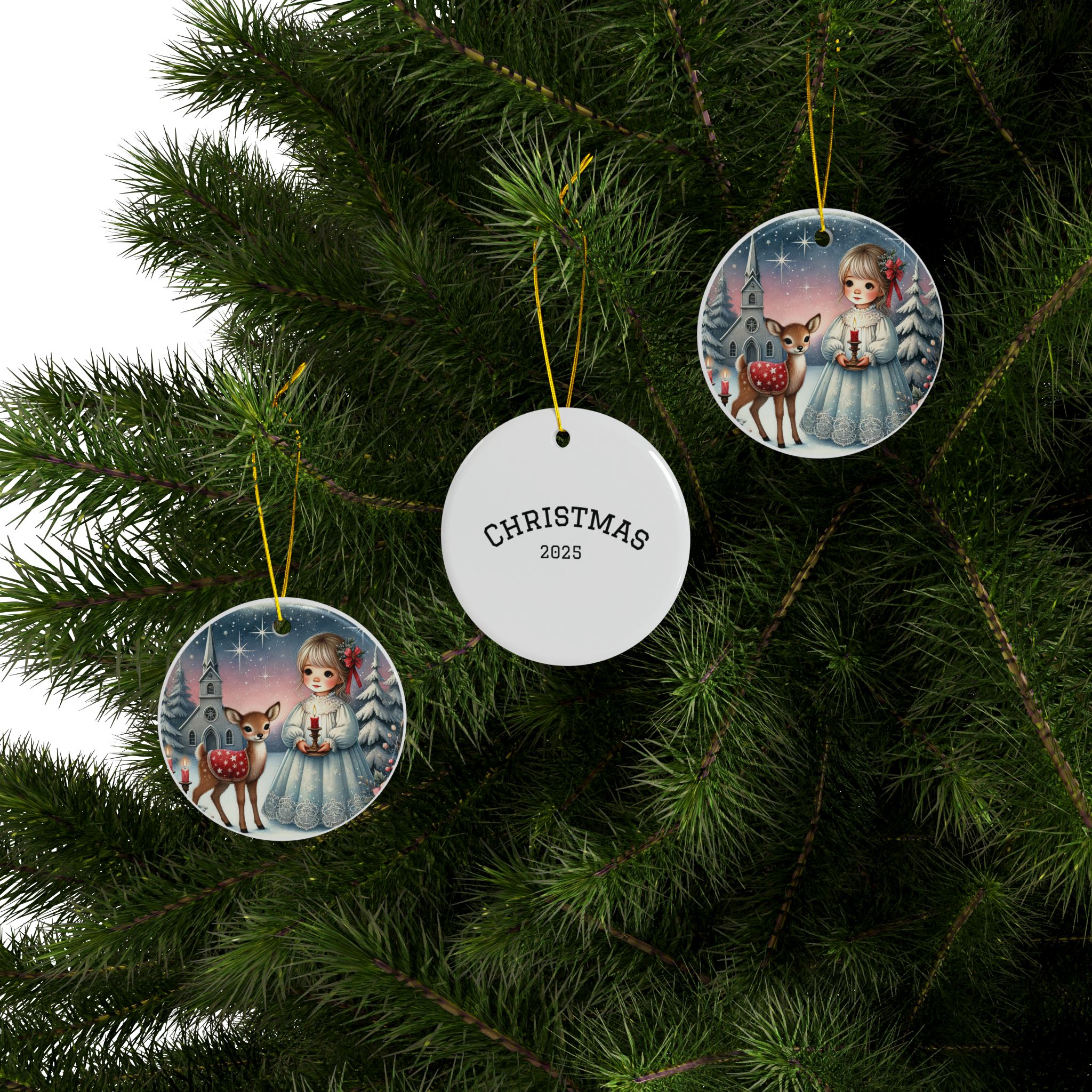 Holiday Friends Christmas Decorative Ceramic Ornaments - Double-Sided (1-10pcs) - Festive Holiday Decor - Image 6
