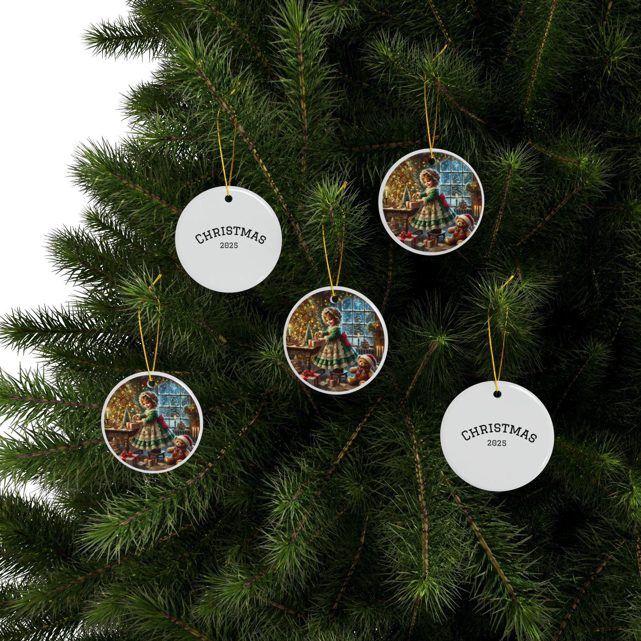 Christmas Decorative Ceramic Ornaments - Double-Sided (1-10pcs) - Festive Holiday Decor - Image 7