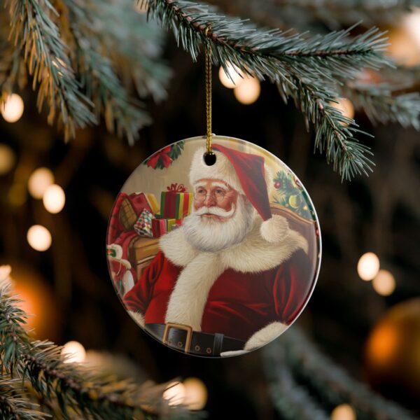 Christmas Santa Ornament, Holiday Decorations, Ceramic Tree Ornament, Santa Gift, Festive Home Decor, Xmas Keepsake - Image 4