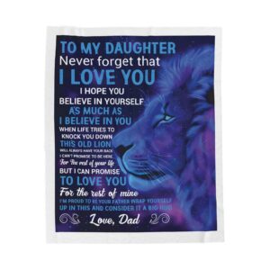 Sentimental Velveteen Plush Blanket for Daughter, Inspirational Gift, Cozy Home Décor, Birthday Gift, Love Dad Quotes