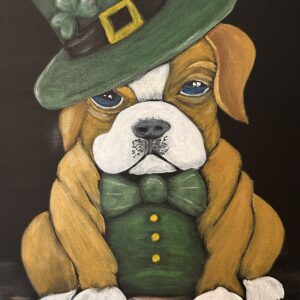 Original Acrylic Painting | St. Patrick's Day Bulldog