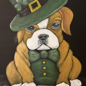 Original Acrylic Painting | St. Patrick's Day Bulldog