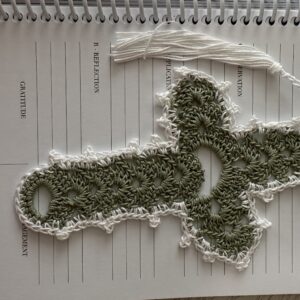 Olive with White Trim Crocheted Cross Bookmark
